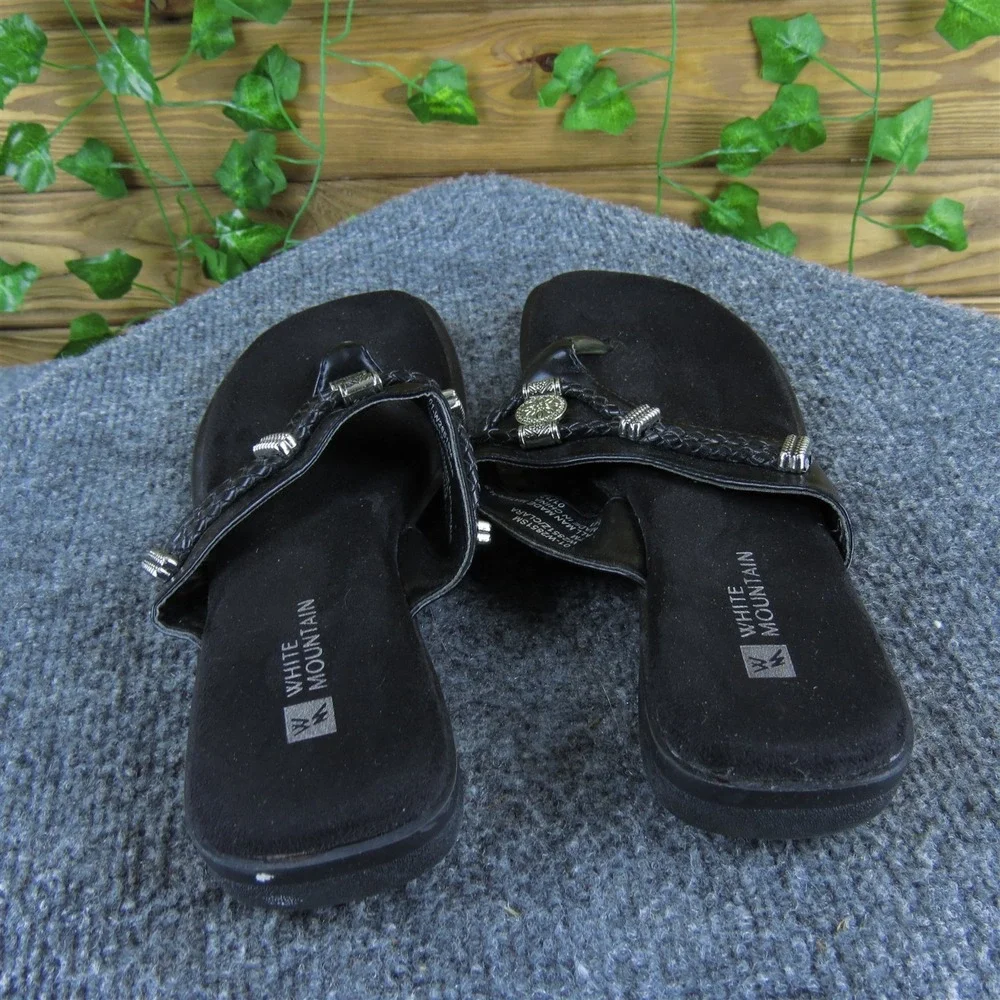 White Mountain Women Clara Flip Flop Black‎ Synthetic 7 Medium Gently Used 2025